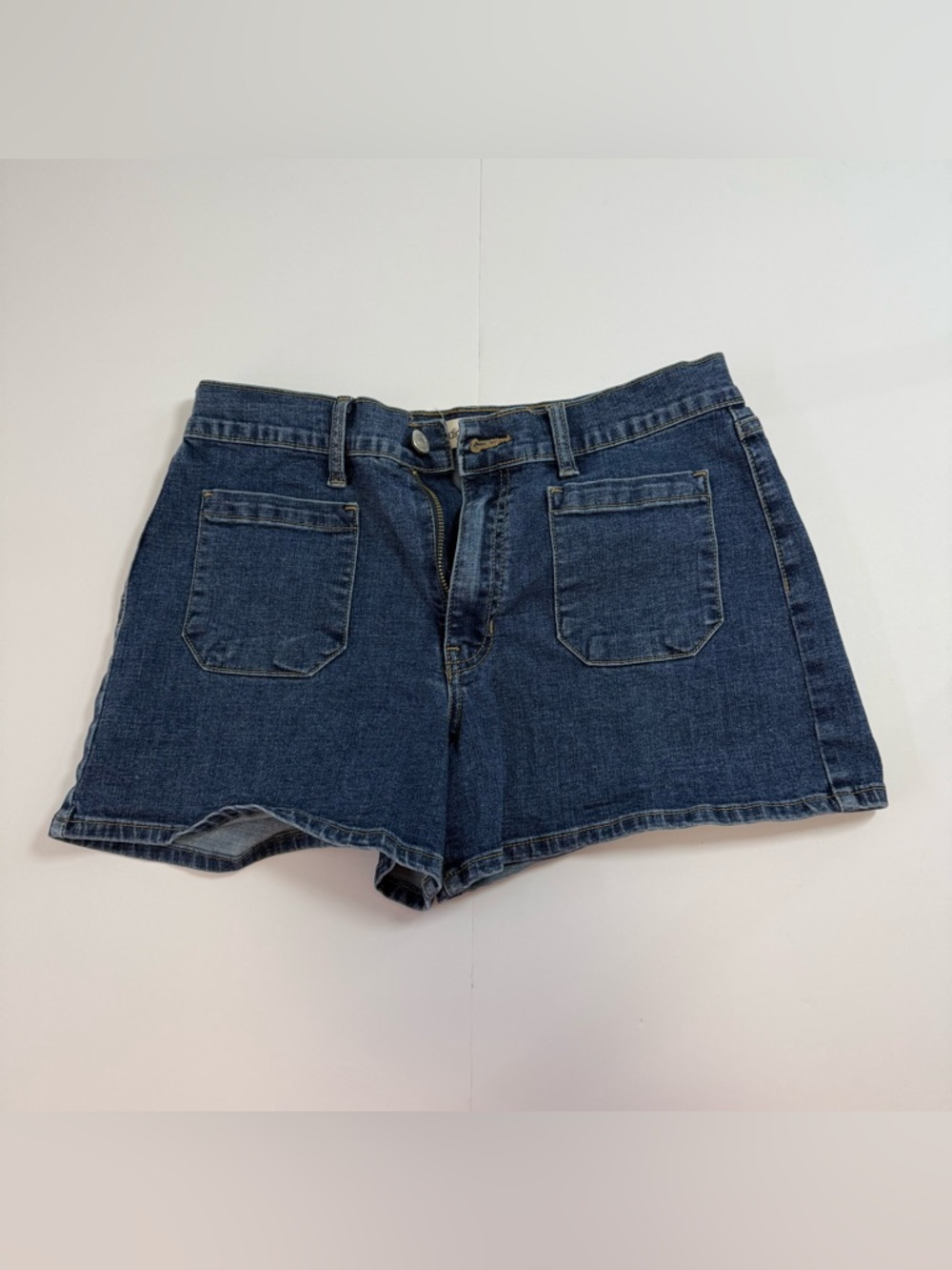 Indigo Dark Indigo High-Rise Pocket Denim Shorts festival denim